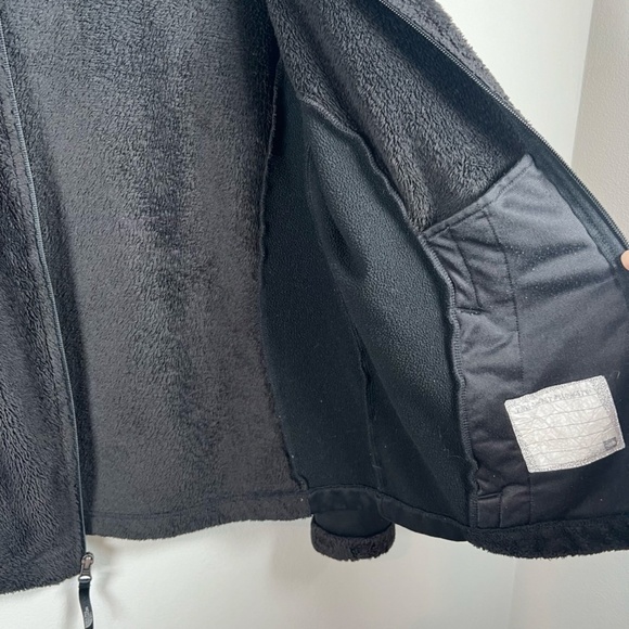 The North Face Girl’s Full Zip Jacket Black Warm Layering Fuzzy Coat Cozy  XL 18 - Picture 6 of 8